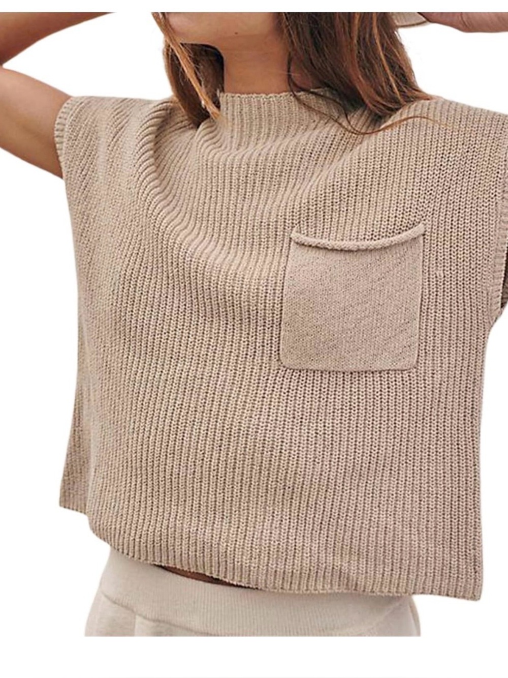 Women Knit Trendy Top Sleeveless Solid Color Ribbed Vest  small